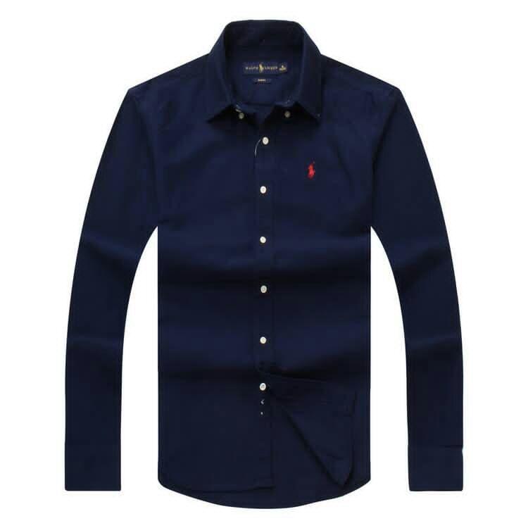 PRL Classic Fit Men's Longsleeve Shirt Navyblue - Obeezi