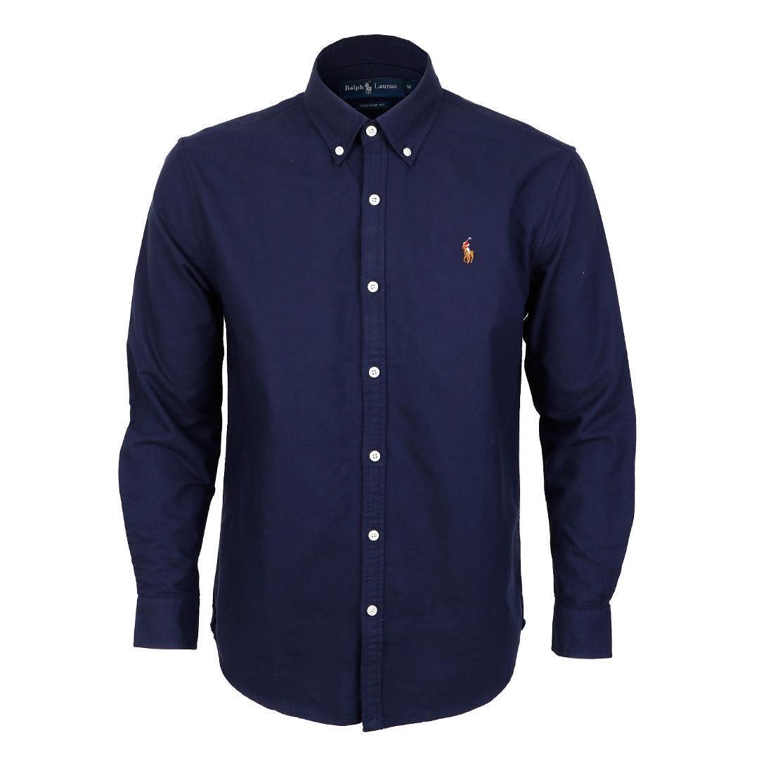 PRL Classic Small Pony Logo Navy Blue Longsleeve Shirt - Obeezi