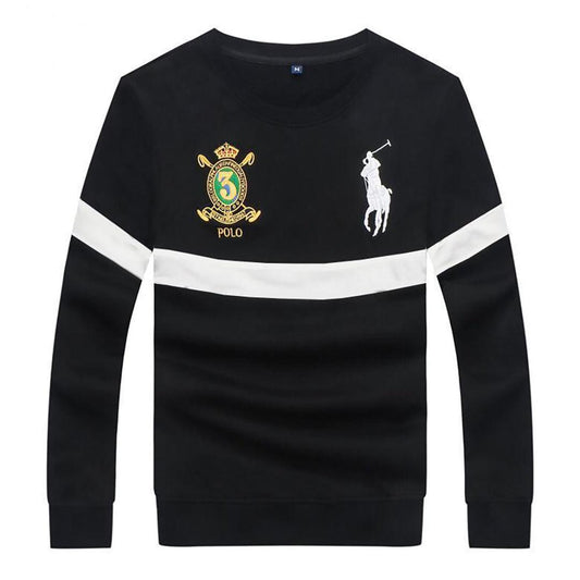 Prl Color-Block Gilet Big Fabric Sweat Shirt-Black White - Obeezi.com