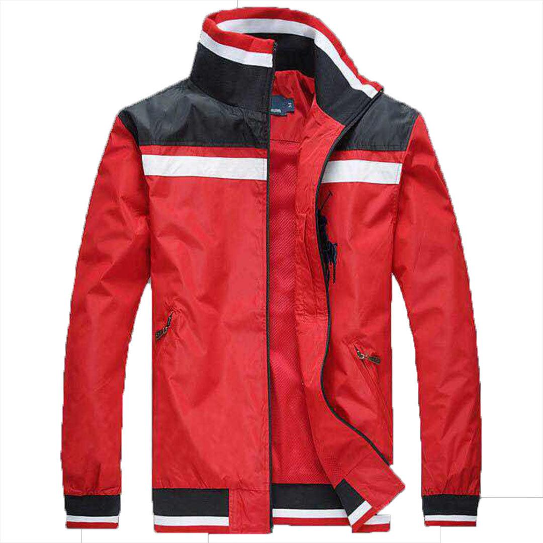 Prl Color Blocked Zip Neck Jacket Tracksuit-Red - Obeezi