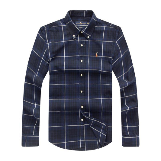 PRL Cotton-Blend With Small Pony Logo Long Sleeve Shirt - NavyBlue - Obeezi.com