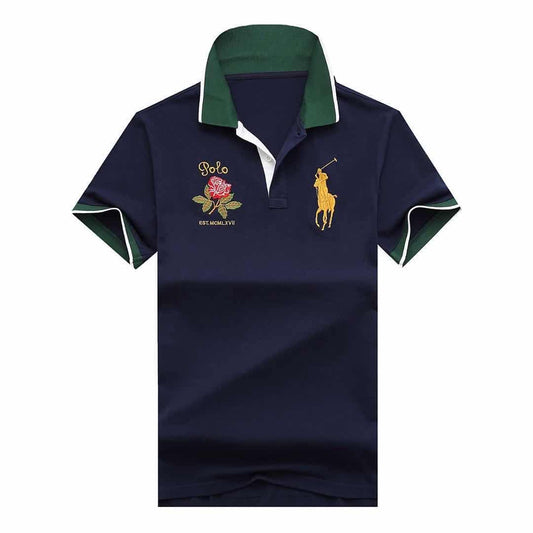 Prl Crest-embellished Polo Shirt - Navyblue - Obeezi