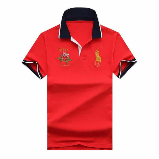 Prl Crest-embellished Polo Shirt - Red - Obeezi