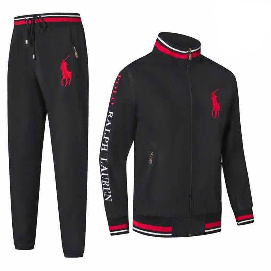 Prl Crested Hand Embellished Logo Black Tracksuit - Obeezi