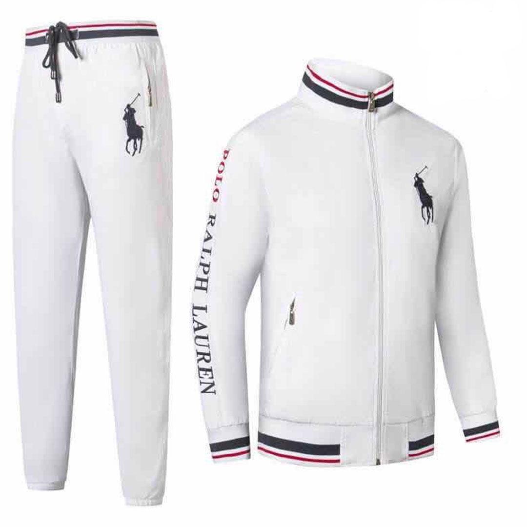 Prl Crested Hand Embellished Logo White Tracksuit - Obeezi