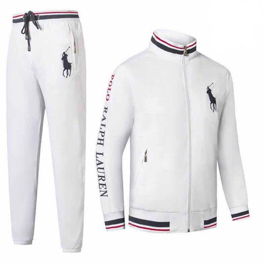 Prl Crested Hand Embellished Logo White Tracksuit - Obeezi