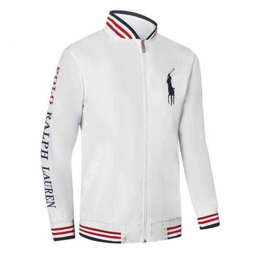 Prl Crested Hand Logo Design White Jacket Tracksuit - Obeezi