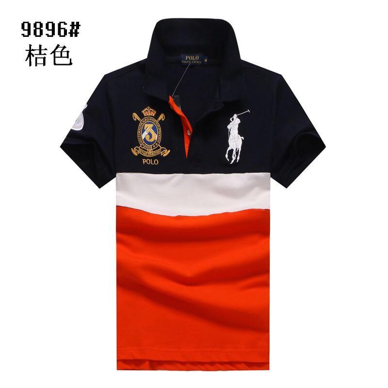 PRL Custom Fit Crown Big Pony 1967 Blue White Orange polo Shirt - Obeezi