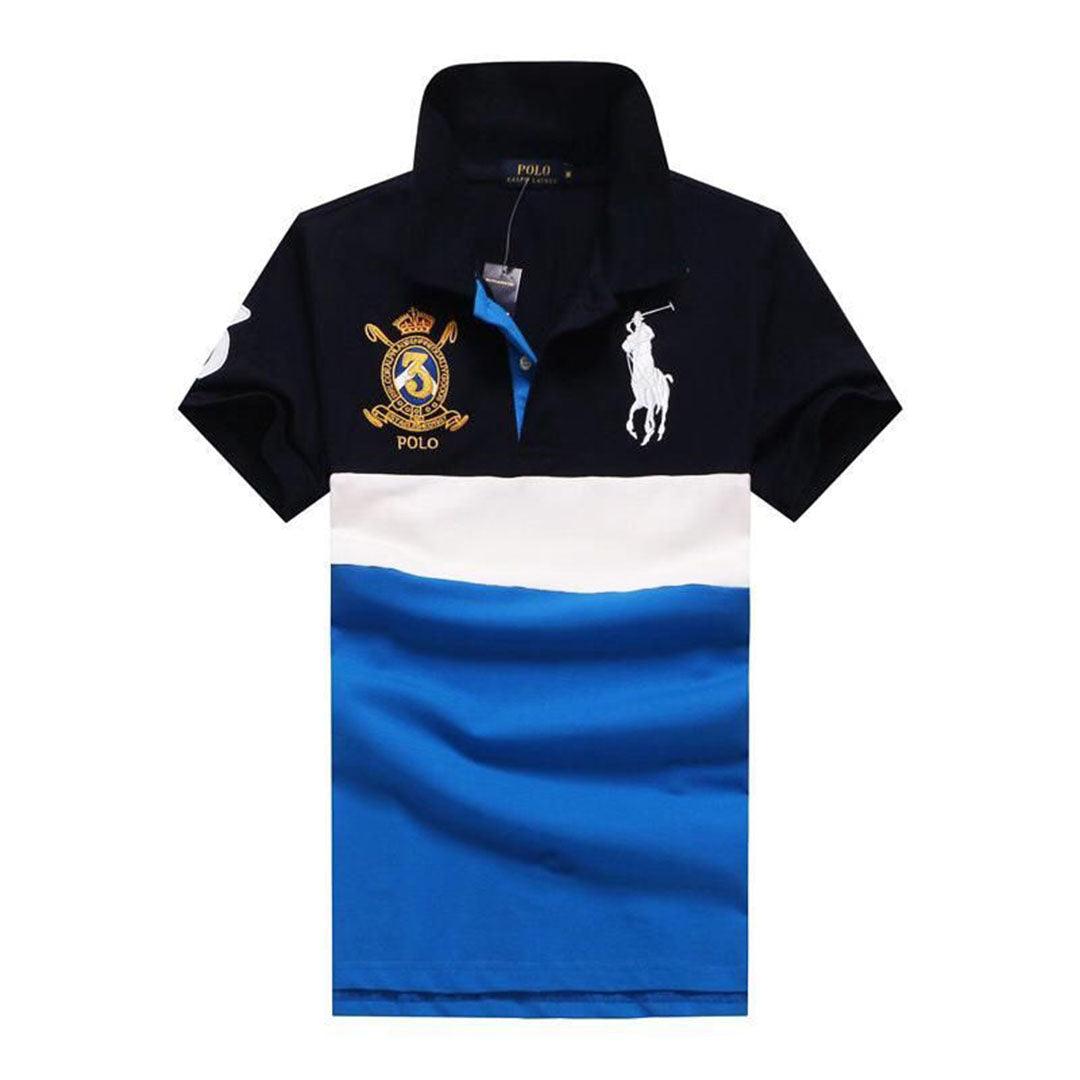 PRL Custom Fit Crown Big Pony 1967 NavyBlue White Blue polo Shirt - Obeezi