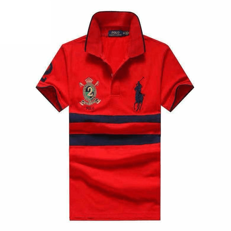 PRL Custom Fit Crown Big Pony 1967 Red Navy Blue polo Shirt - Obeezi.com