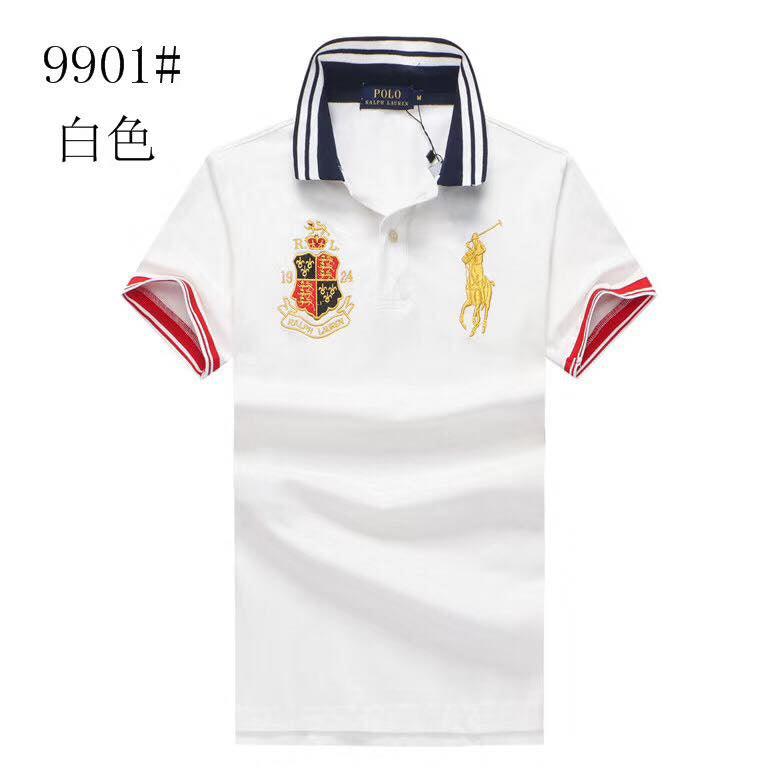 PRL Custom Fit Crown Yellow Big Pony White polo Shirt - Obeezi