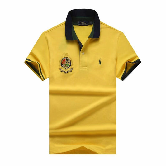 PRL Custom Fit Dual Toned Collar Premium Cotton Polo Shirt- Yellow - Obeezi.com
