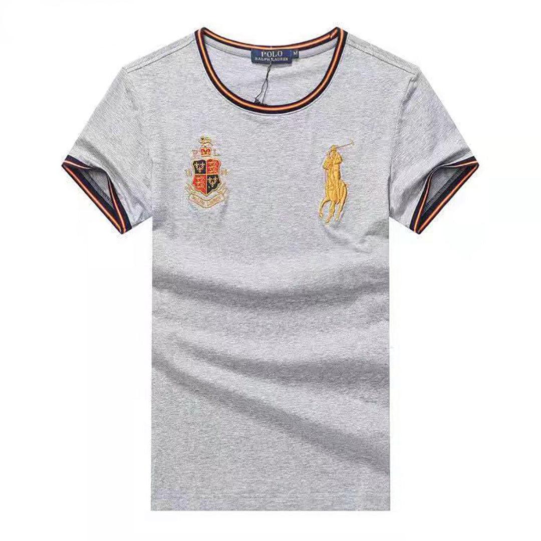 PRL Custom Fit Horseman Logo Designed Cotton T-shirt - Ash - Obeezi.com