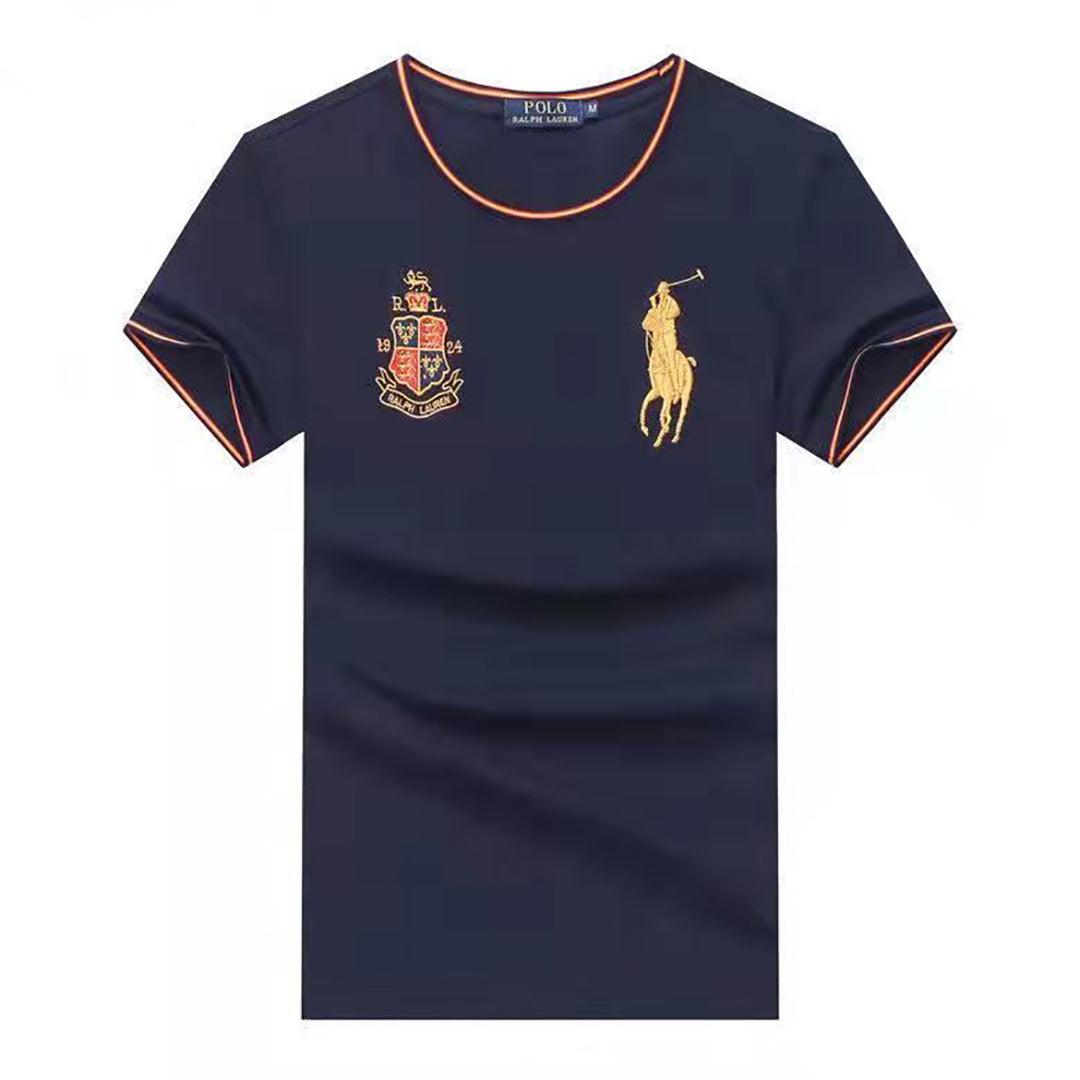 PRL Custom Fit Horseman Logo Designed Cotton T-shirt - Navyblue - Obeezi.com