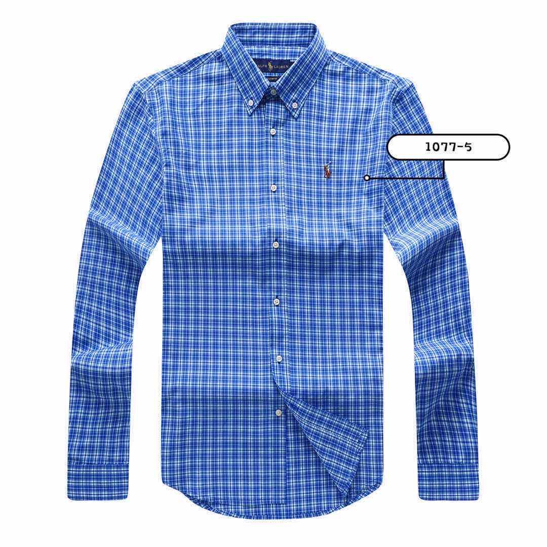 PRL Custom Fit Long Sleeve Blue Check Shirt - Obeezi