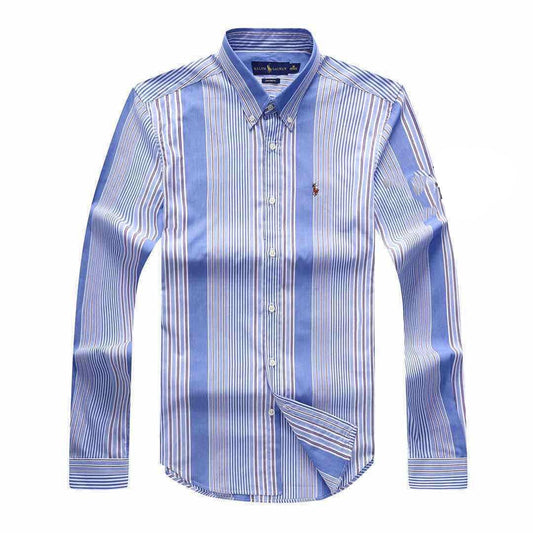 PRL Custom Fit Striped Shirt- Blue - Obeezi