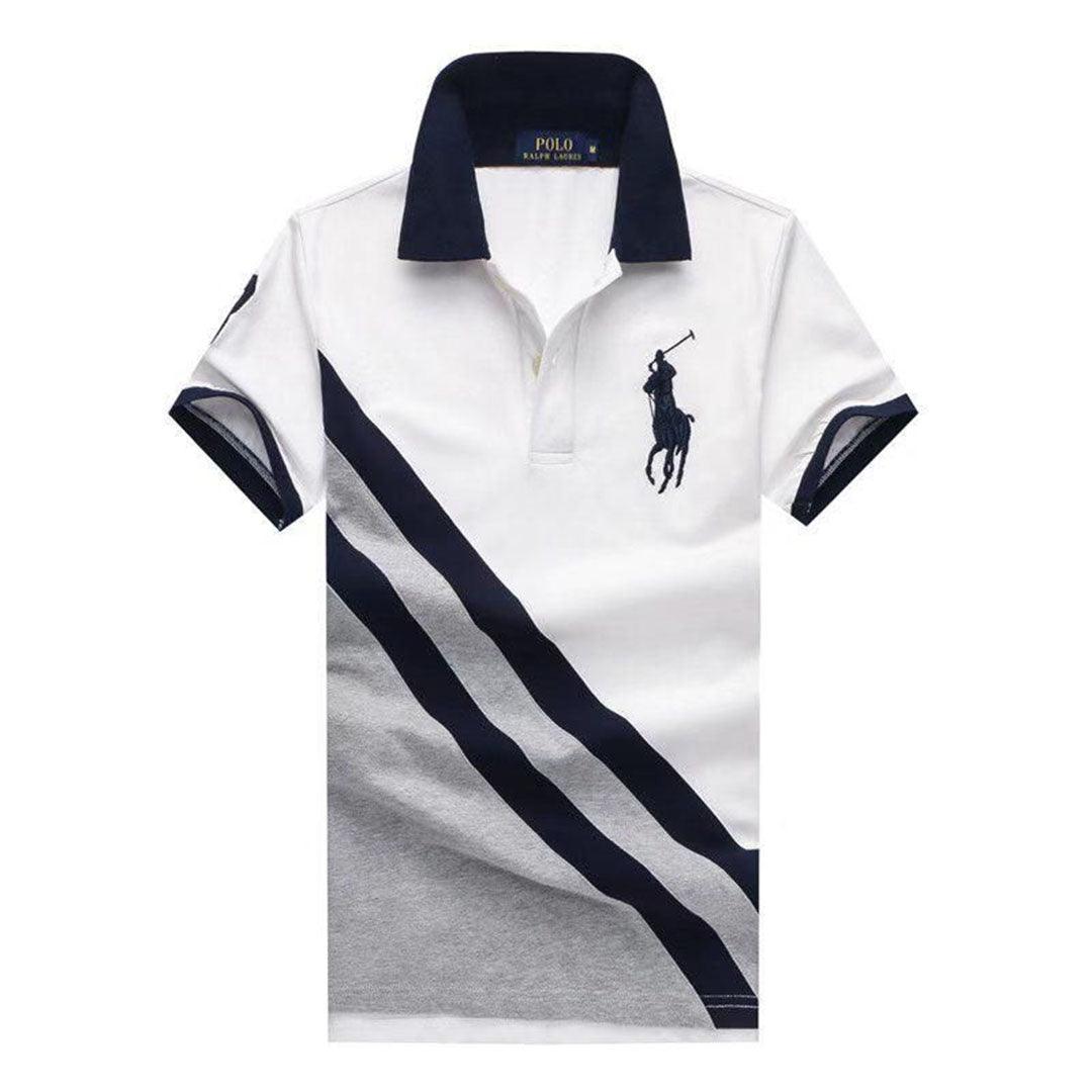 PRL Custom Fitted Big Pony Diagonal Patterned Polo Shirt - Obeezi