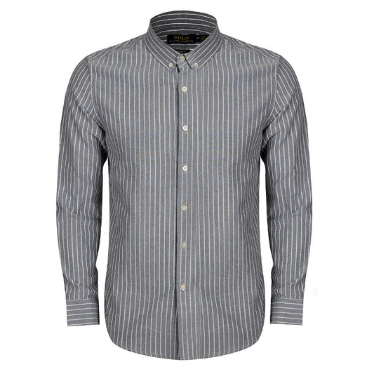PRL Essential Men's Custom Fit Striped Long Sleeve Shirt- Ash - Obeezi.com