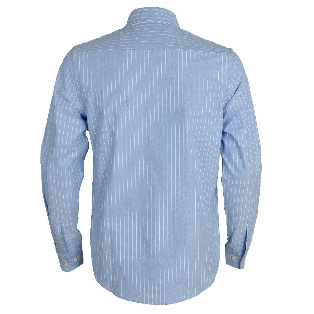 PRL Essential Men's Custom Fit Striped Long Sleeve Shirt- Blue - Obeezi.com