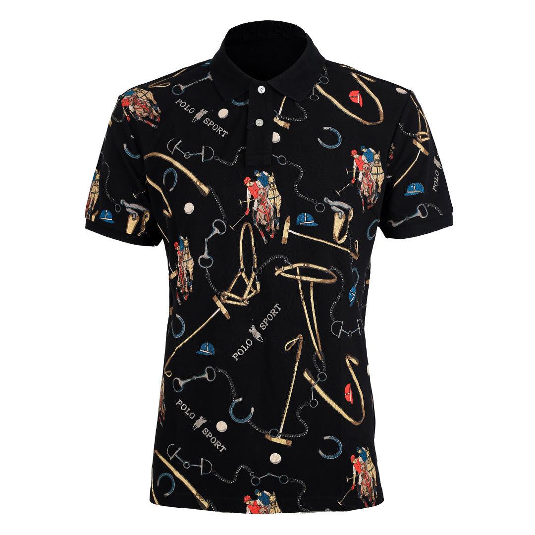 PRL Exquisite Black Cotton Full designed Polo Shirt - Obeezi.com