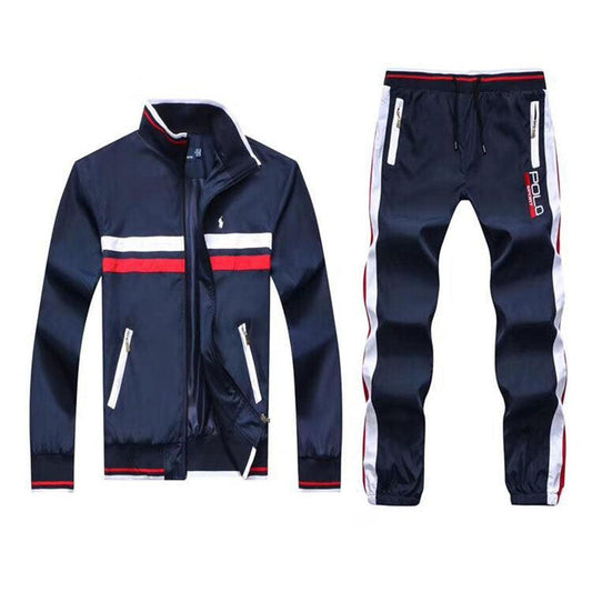PRL Fashionable POLO Tailored Track Suit with Stripe- NavyBlue - Obeezi