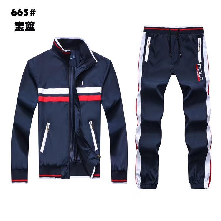 PRL Fashionable POLO Tailored Track Suit with Stripe- NavyBlue - Obeezi