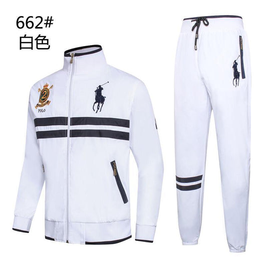 PRL Fine Quality White and Navyblue Stripped Tracksuit - Obeezi