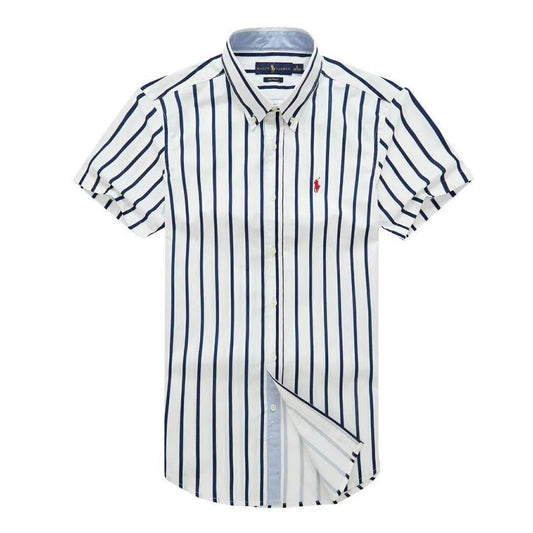 PRL Fit Button-Down White Red Custom Short sleeve Shirt - Obeezi