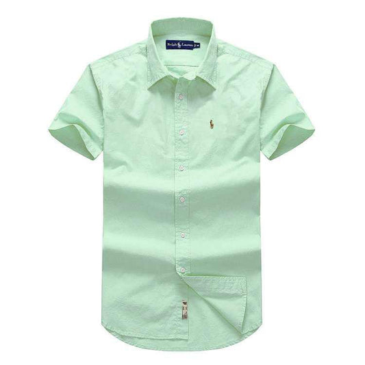 PRL Fit Oxford Button-Down Pony Logo Green Shortsleeve Shirt - Obeezi