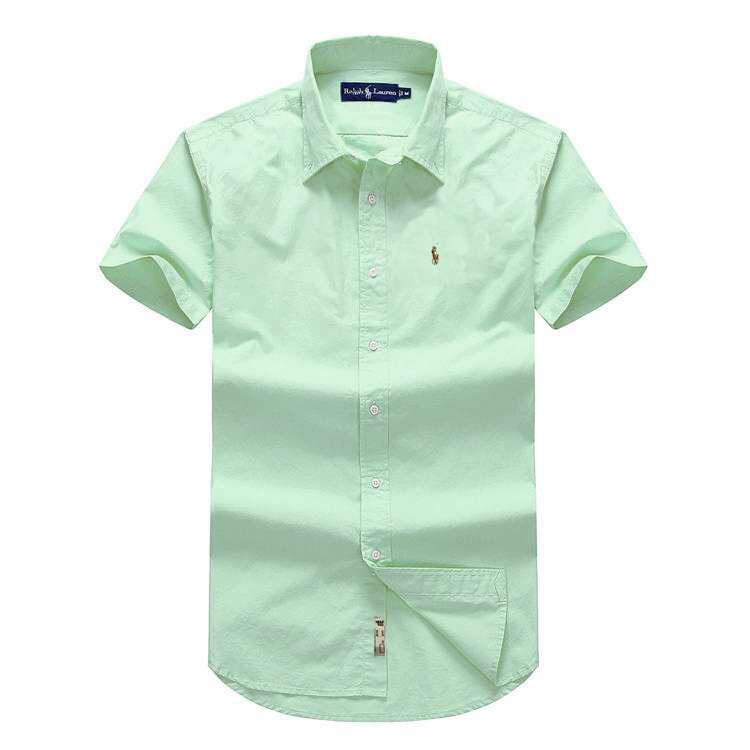 PRL Fit Oxford Button-Down Pony Logo Green Shortsleeve Shirt - Obeezi