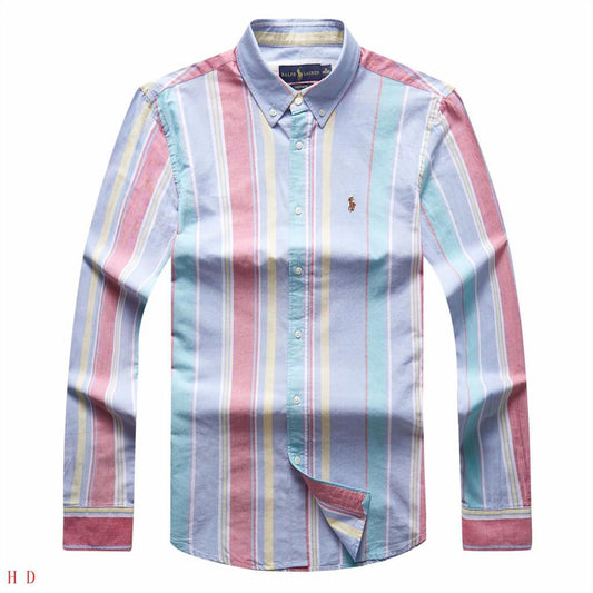 PRL Fit Oxford Button-Down Pony Logo Multicolour Longsleeve Shirt - Obeezi