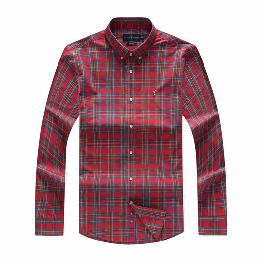 PRL Long sleeve Button-Down Crest Red Shirt - Obeezi