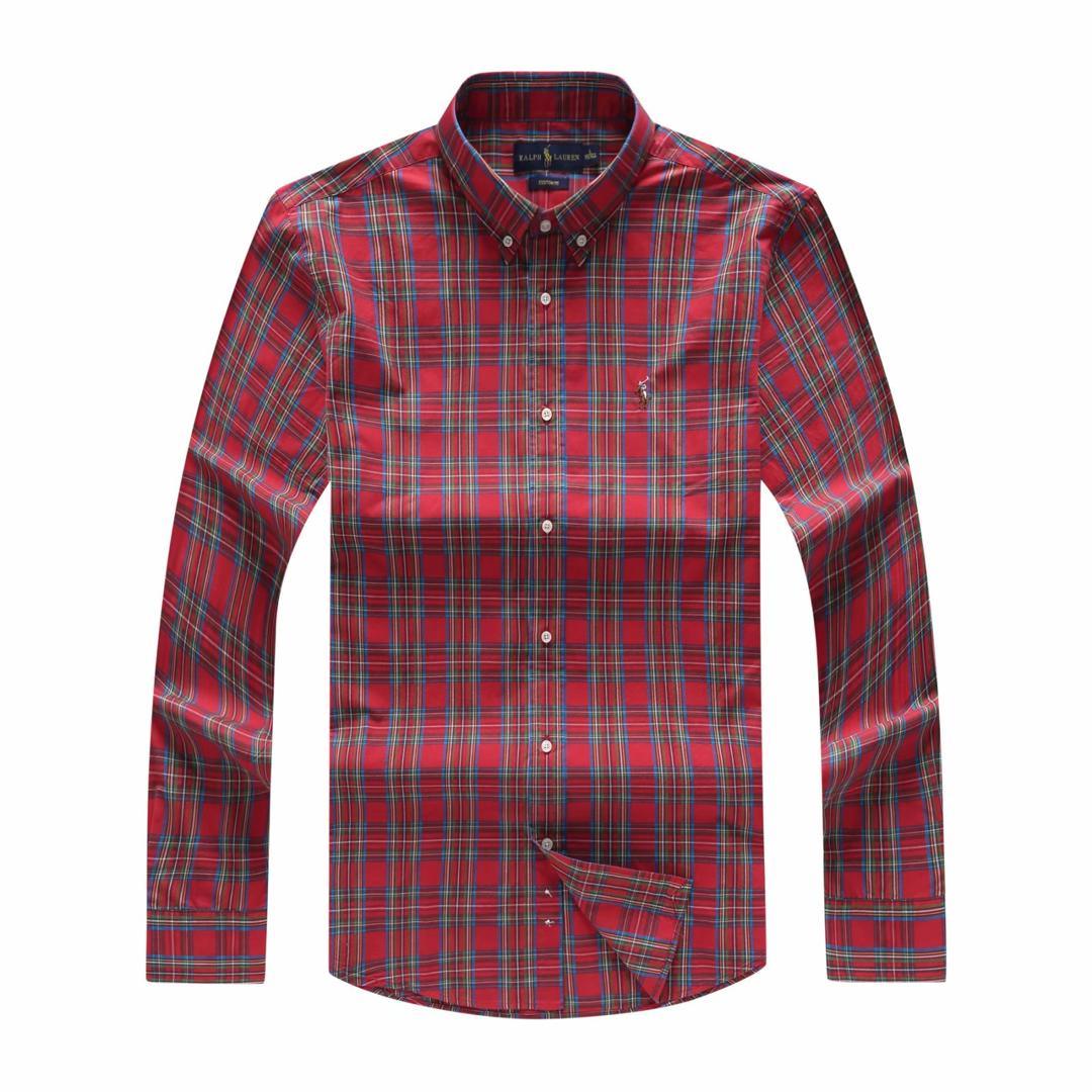 PRL Long sleeve Button-Down Crest Red Shirt - Obeezi