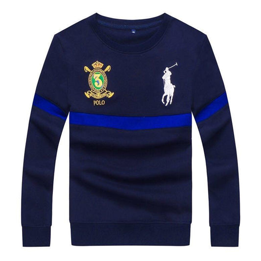 PRL Long Sleeves Embroidered Stripe Logo Blue Sweat Shirt - Obeezi