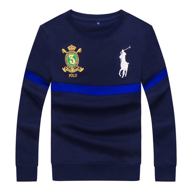 PRL Long Sleeves Embroidered Stripe Logo Blue Sweat Shirt - Obeezi