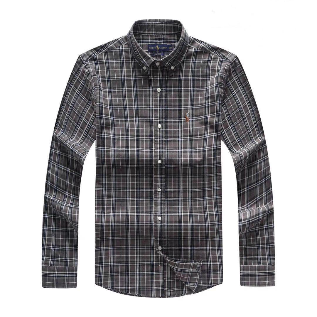 PRL Men's Custom Fit Long Sleeve Shirt-Gray - Obeezi