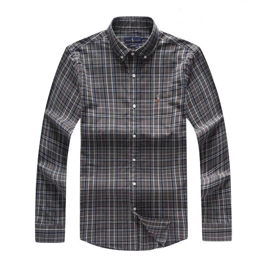 PRL Men's Custom Fit Long Sleeve Shirt-Gray - Obeezi