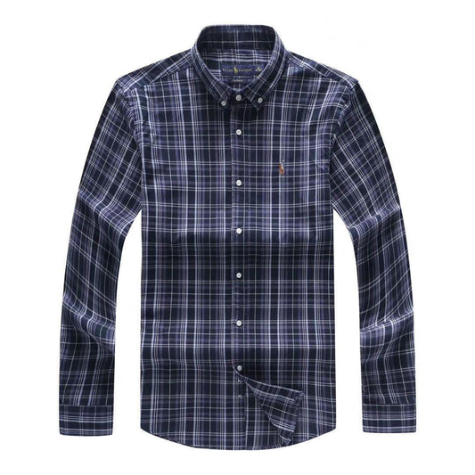 PRL Men's Custom Fit Long Sleeve Shirt-Navyblue - Obeezi