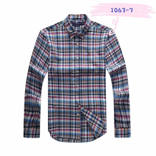 PRL Men's Multi-Color Checkered Button-Down Long Sleeve Shirt - Obeezi