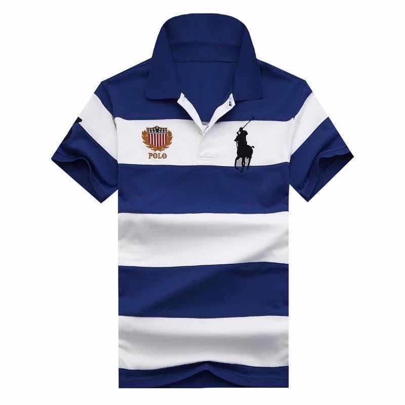 PRL Men's Striped Colour Cotton Polo Shirt-Blue - Obeezi