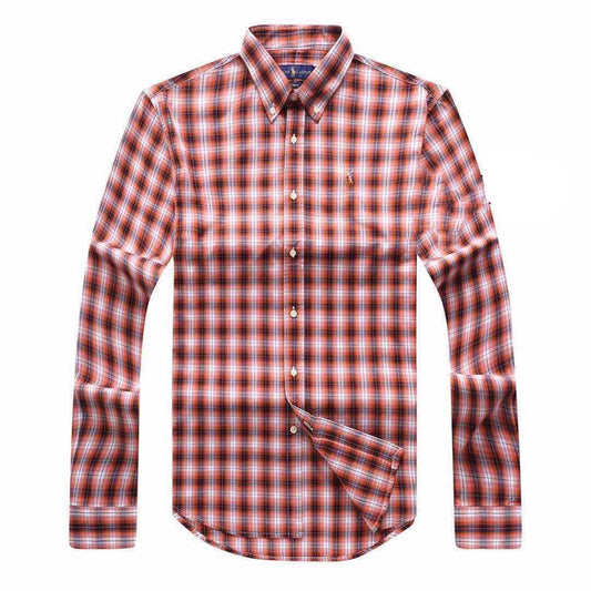 PRL Mini Pony Logo Striped Long Sleeve Shirt- Orange - Obeezi