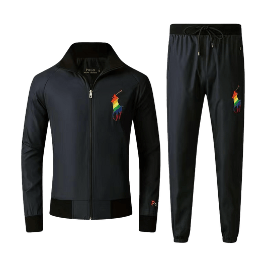 Prl Multicolor Big Pony Rugby Plain polythene Tracksuit - Black - Obeezi.com
