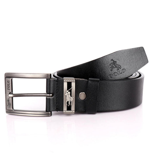 PRL Pony Logo Classic Leather Black Belt - Obeezi.com