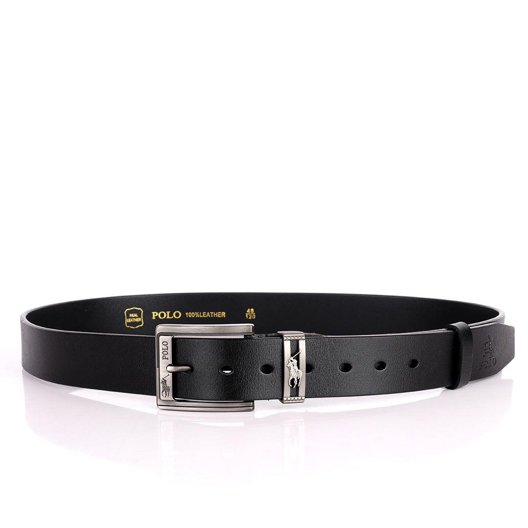 PRL Pony Logo Classic Leather Black Belt - Obeezi.com