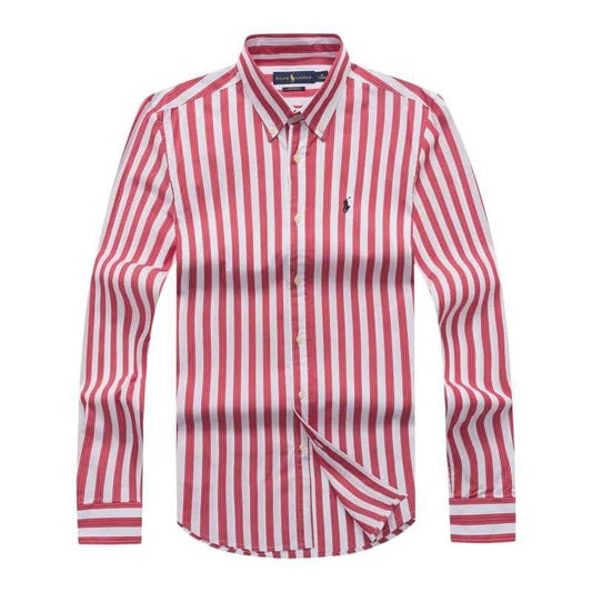 PRL Red And White Stripped Designed Long Sleeve Shirt - Obeezi.com
