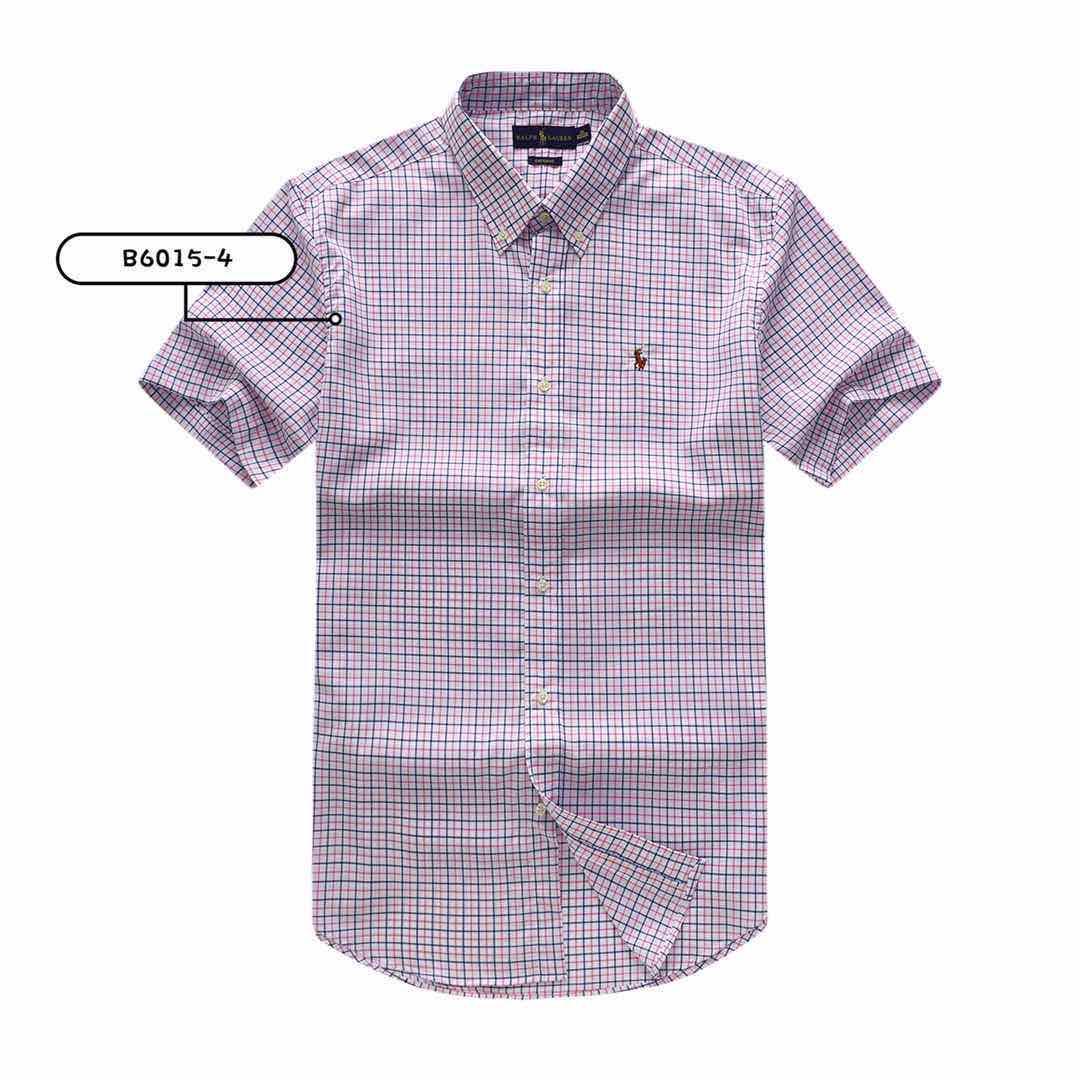 PRL Small Pony Logo Pink And Blue Checkered Short Sleeve Shirt - Obeezi