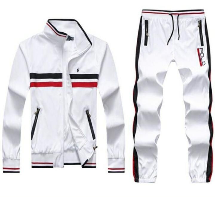 Prl Stripes Blocked color Zip Down White Tracksuit - Obeezi.com