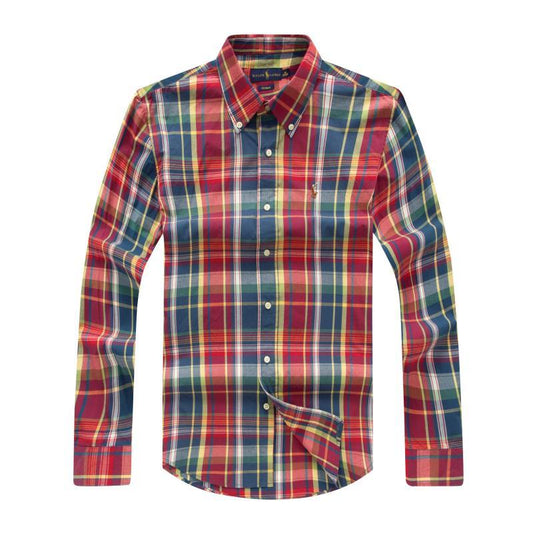PRL The Iconic Oxford Button Down Long Sleeve Shirt-Red - Obeezi.com