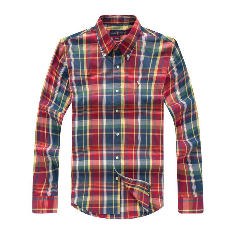 PRL The Iconic Oxford Button Down Long Sleeve Shirt-Red - Obeezi.com