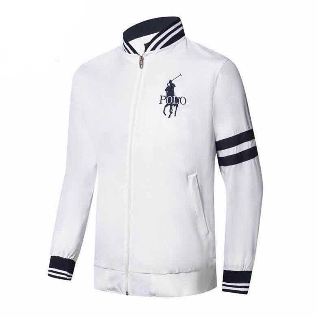 Prl White Strap Hand Design White Jacket Tracksuit - Obeezi